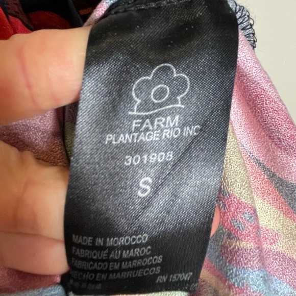 Farm Rio Black Banana Sky Mini Dress Sz S Puff Sleeve Tiered Flowy Beaded Beach - Picture 16 of 16